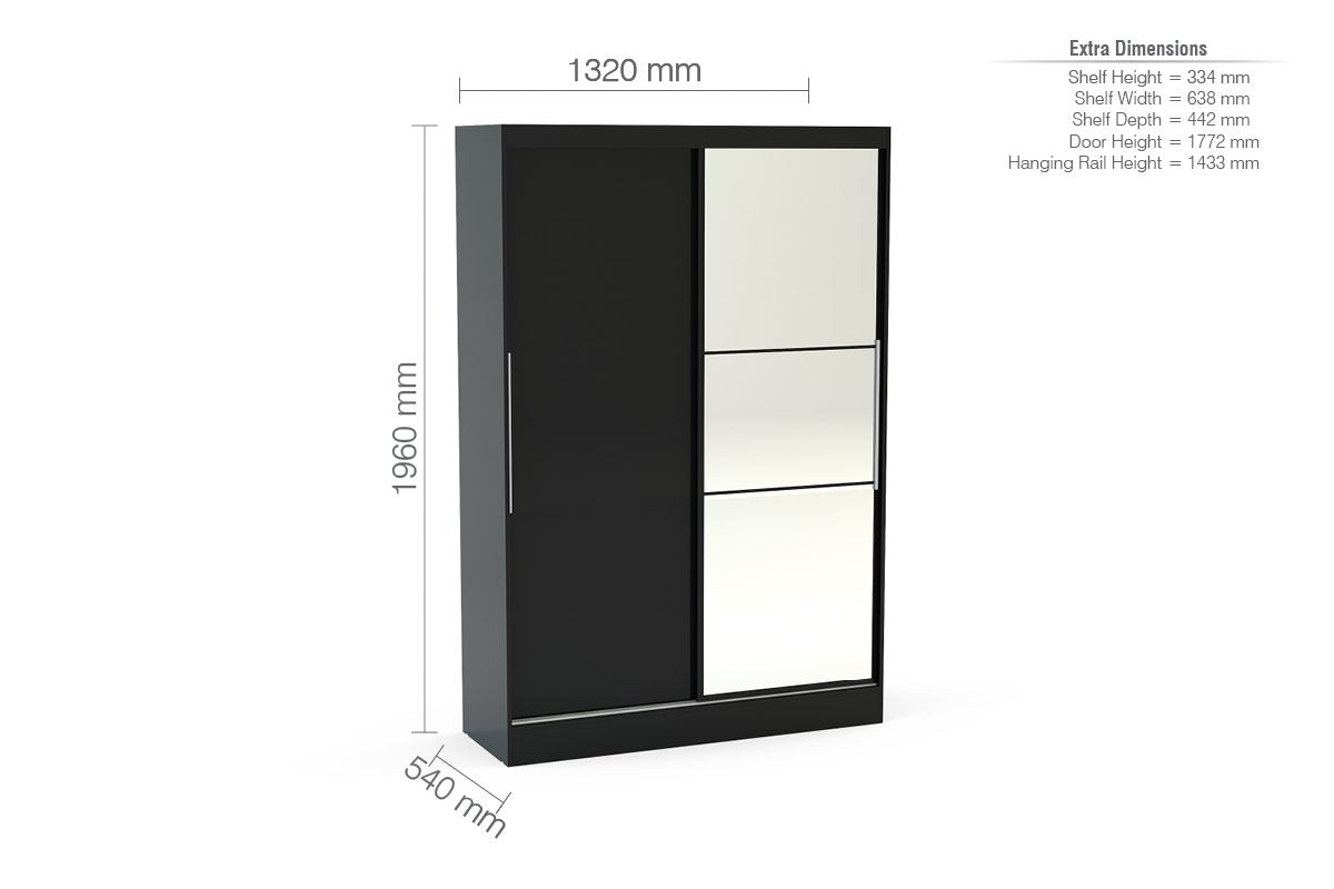 Lynx 2 Door Sliding Wardrobe With Mirror