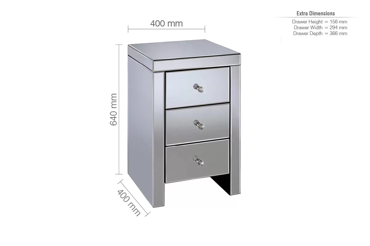Seville 3 Drawer Bedside