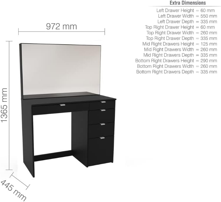 Ava 5 Drawer Dressing Table