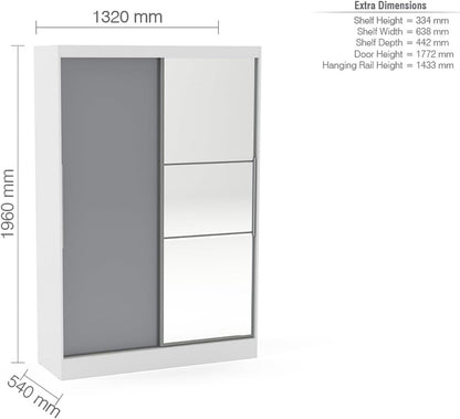 Lynx 2 Door Sliding Wardrobe With Mirror
