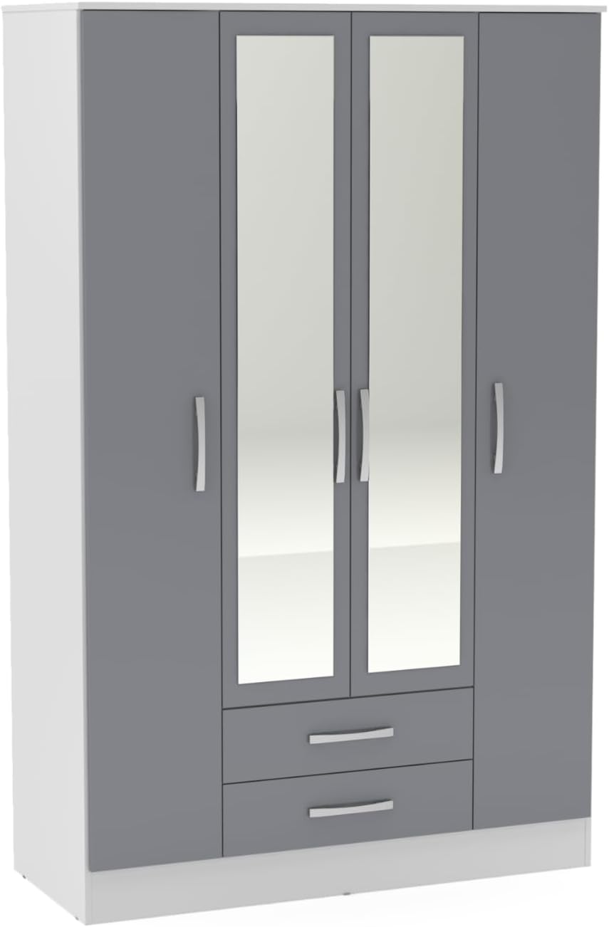 Lynx 4 Door 2 Drawer Wardrobe With Mirror