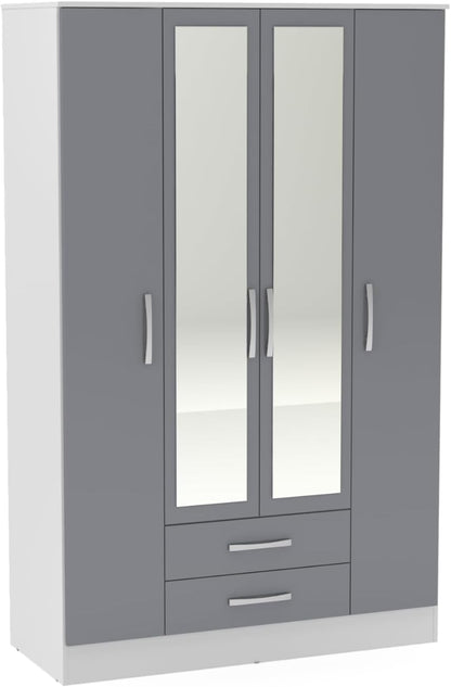 Lynx 4 Door 2 Drawer Wardrobe With Mirror
