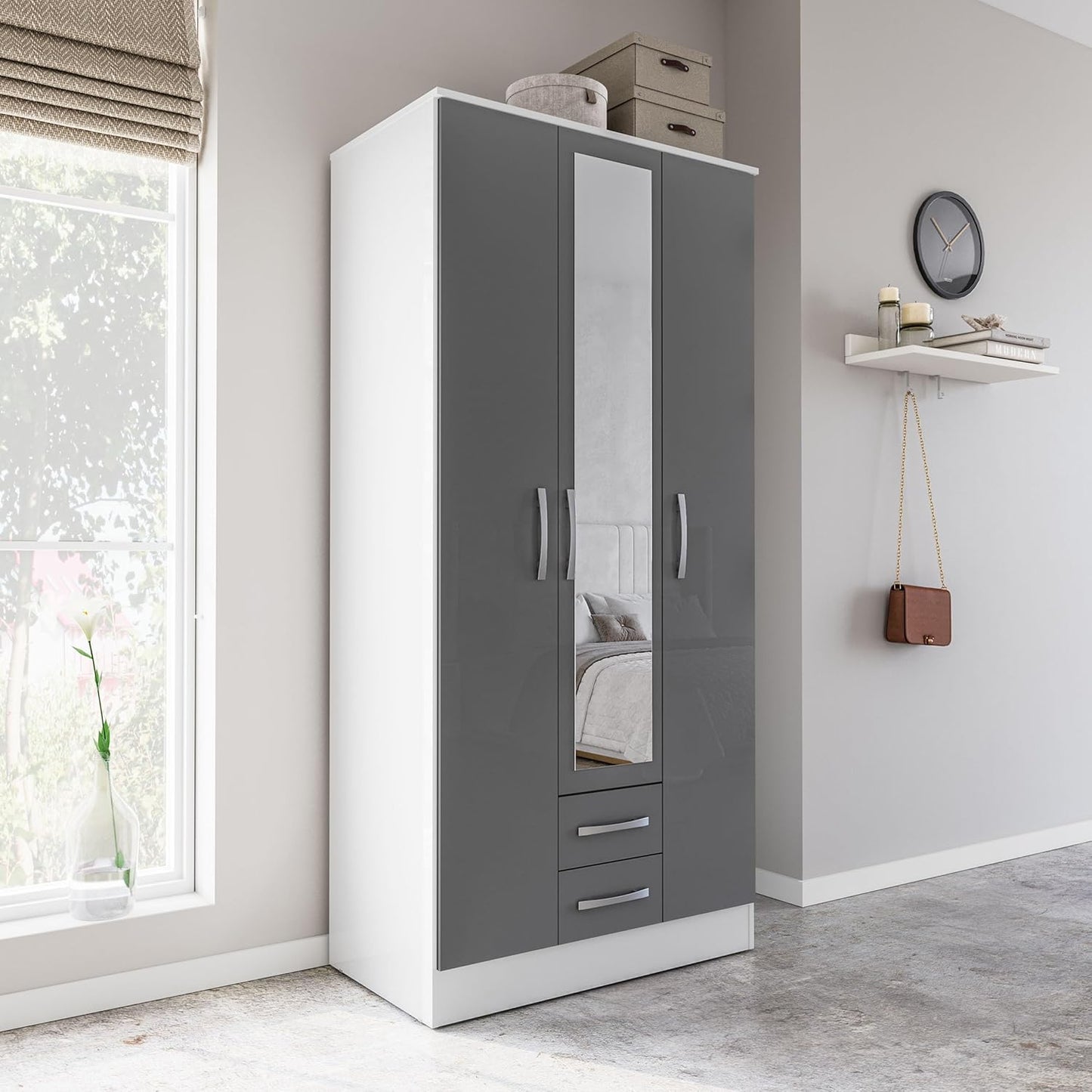 Lynx 3 Door 2 Drawer Wardrobe With Mirror