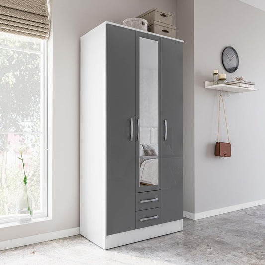 Lynx 3 Door 2 Drawer Wardrobe With Mirror