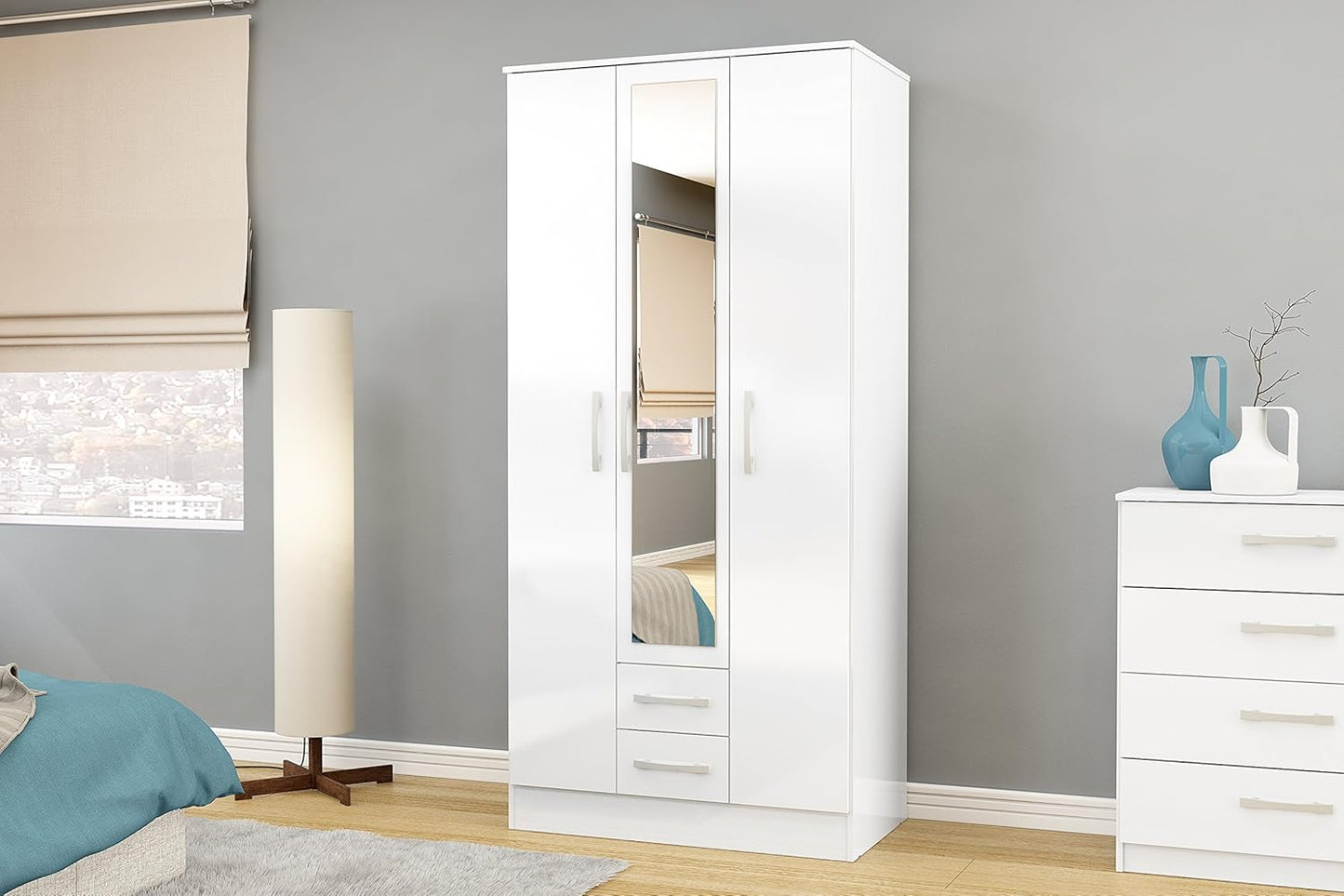 Lynx 3 Door 2 Drawer Wardrobe With Mirror