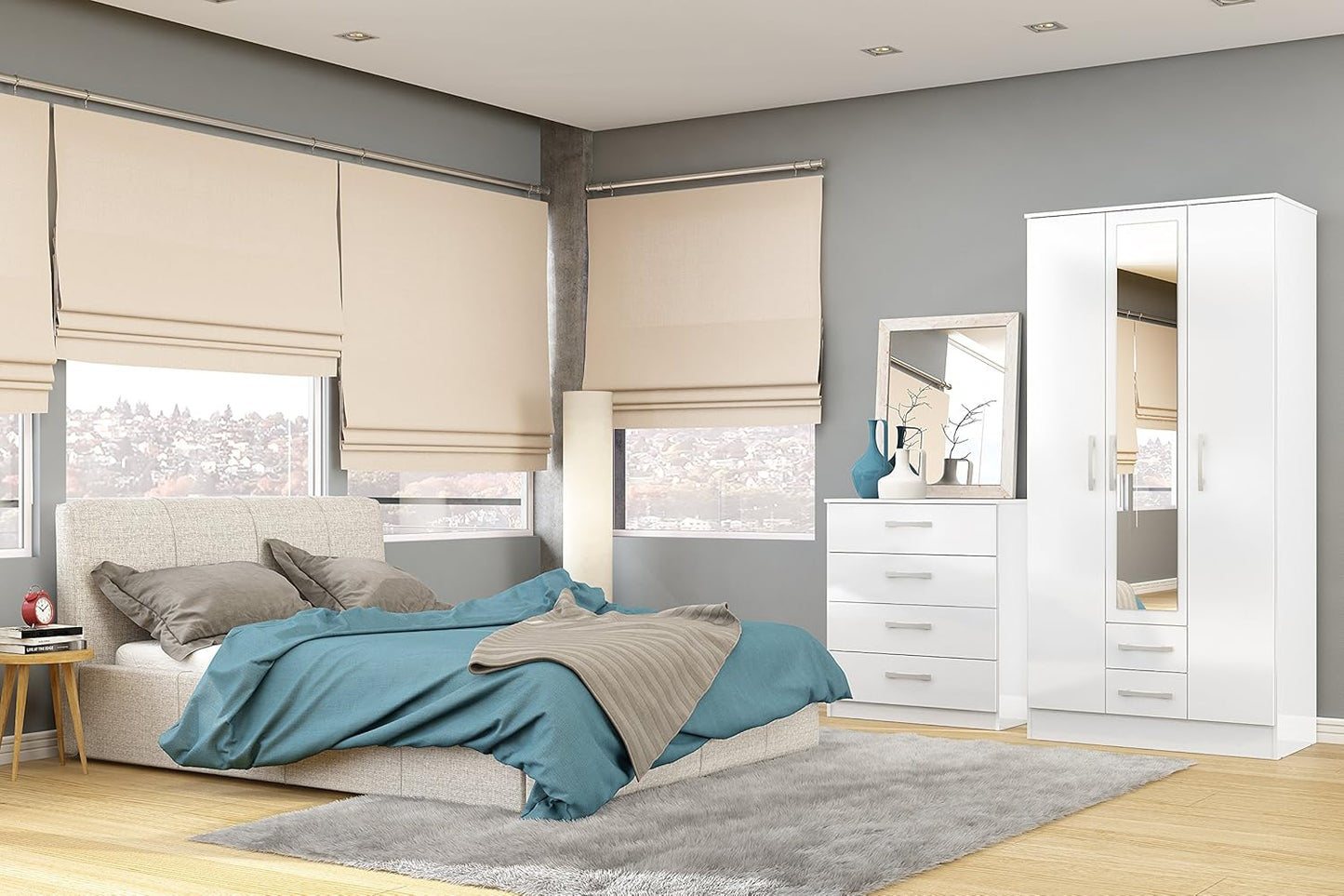 Lynx 4 Door 2 Drawer Wardrobe With Mirror