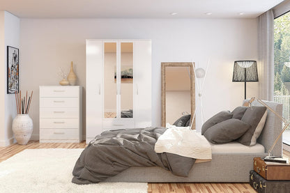 Lynx 4 Door 2 Drawer Wardrobe With Mirror