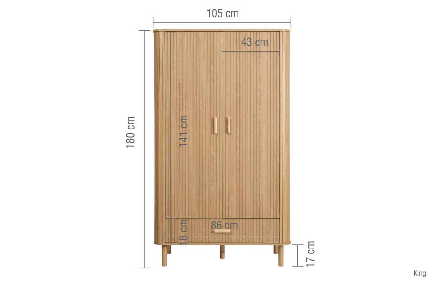Axel 2 Door 1 Drawer Fluted Wardrobe