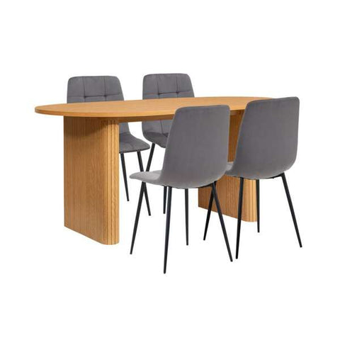 Axel Oval Fluted Dining Table With 4 Chairs