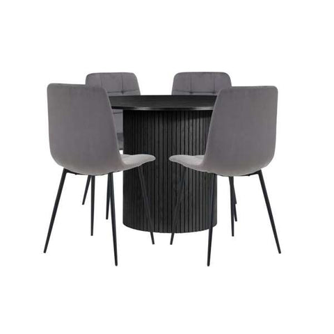 Axel Round Fluted Dining Table with 4 Chairs
