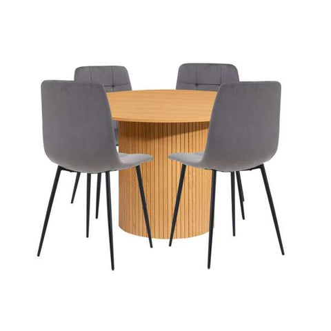 Axel Round Fluted Dining Table with 4 Chairs