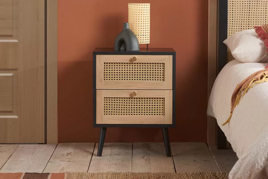 Croxley 2 Drawer Rattan Bedside