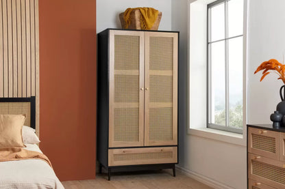Croxley 2 Door 1 Drawer Rattan Wardrobe