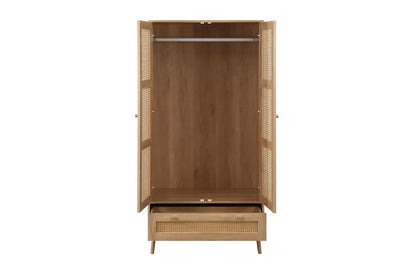 Croxley 2 Door 1 Drawer Rattan Wardrobe