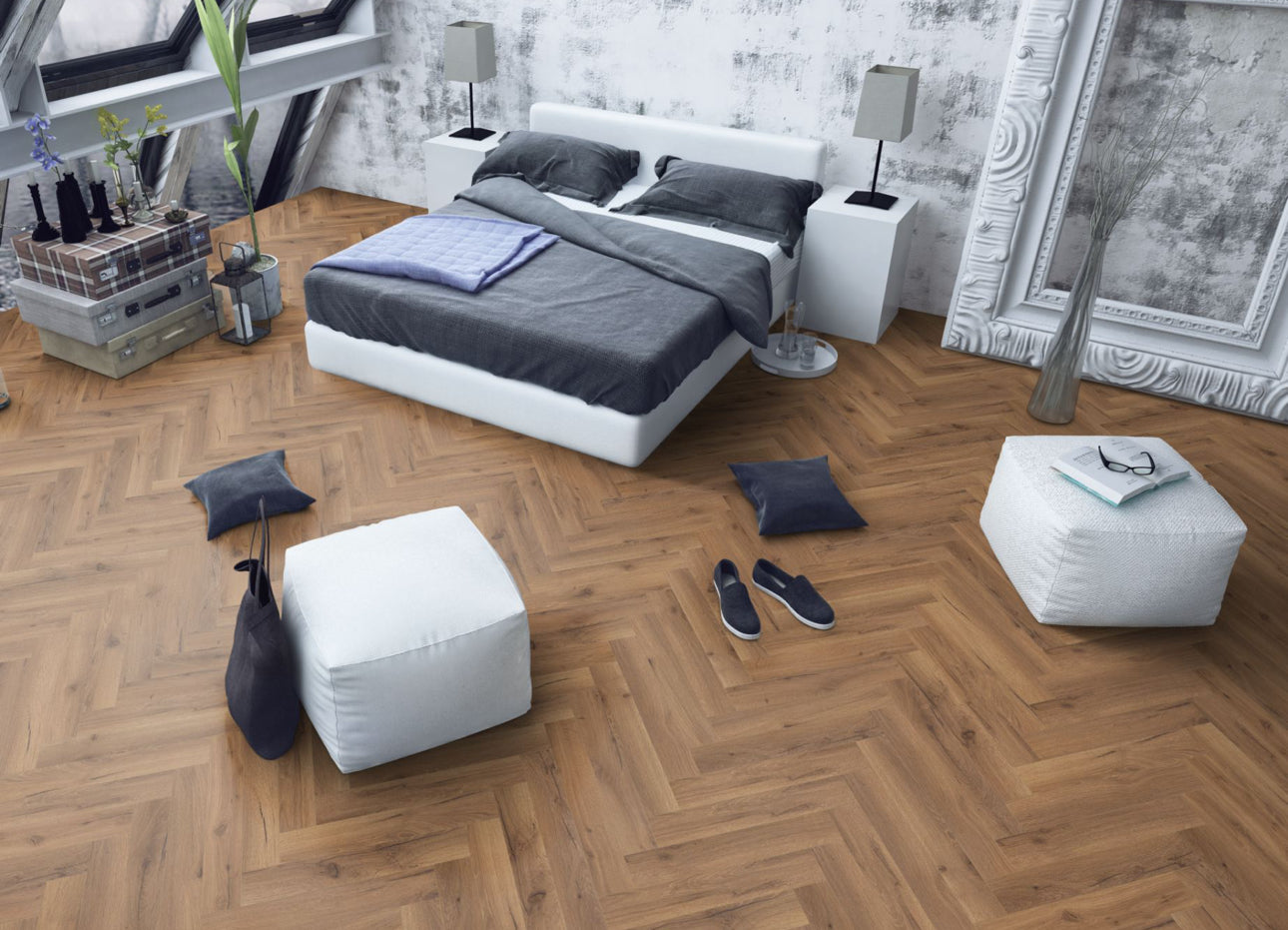 Oak Robust Fumed Herringbone Laminate