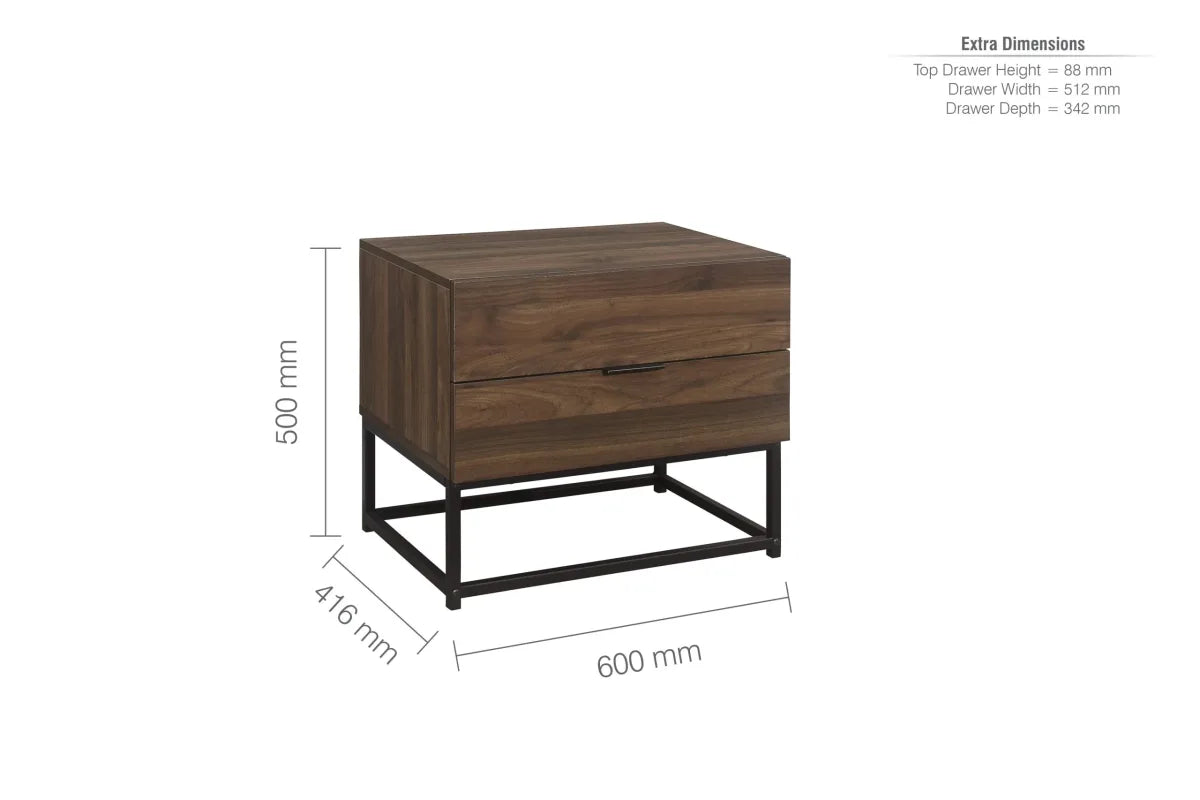 Houston 2 Drawer Bedside