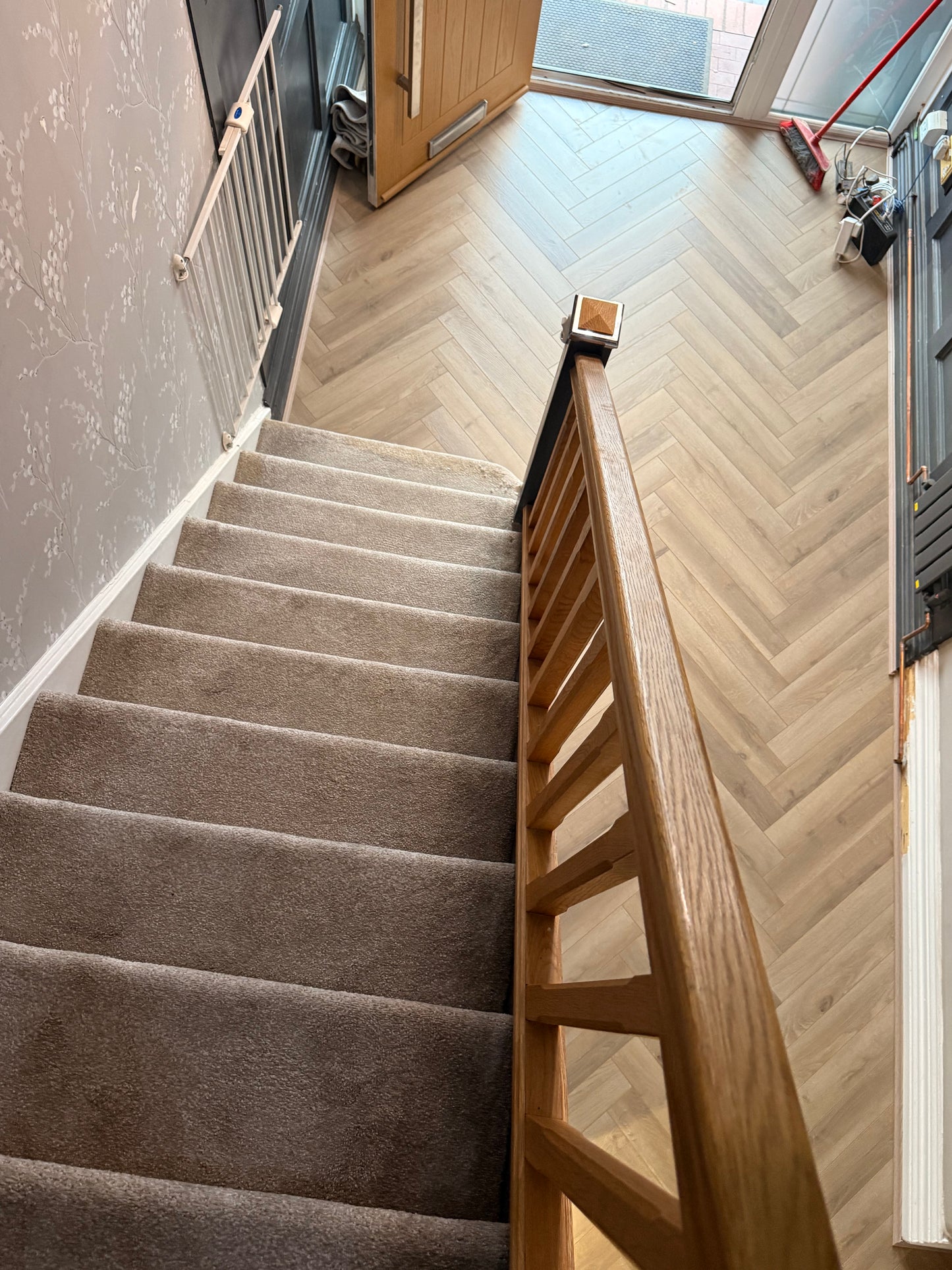 Greige Oak Herringbone Laminate