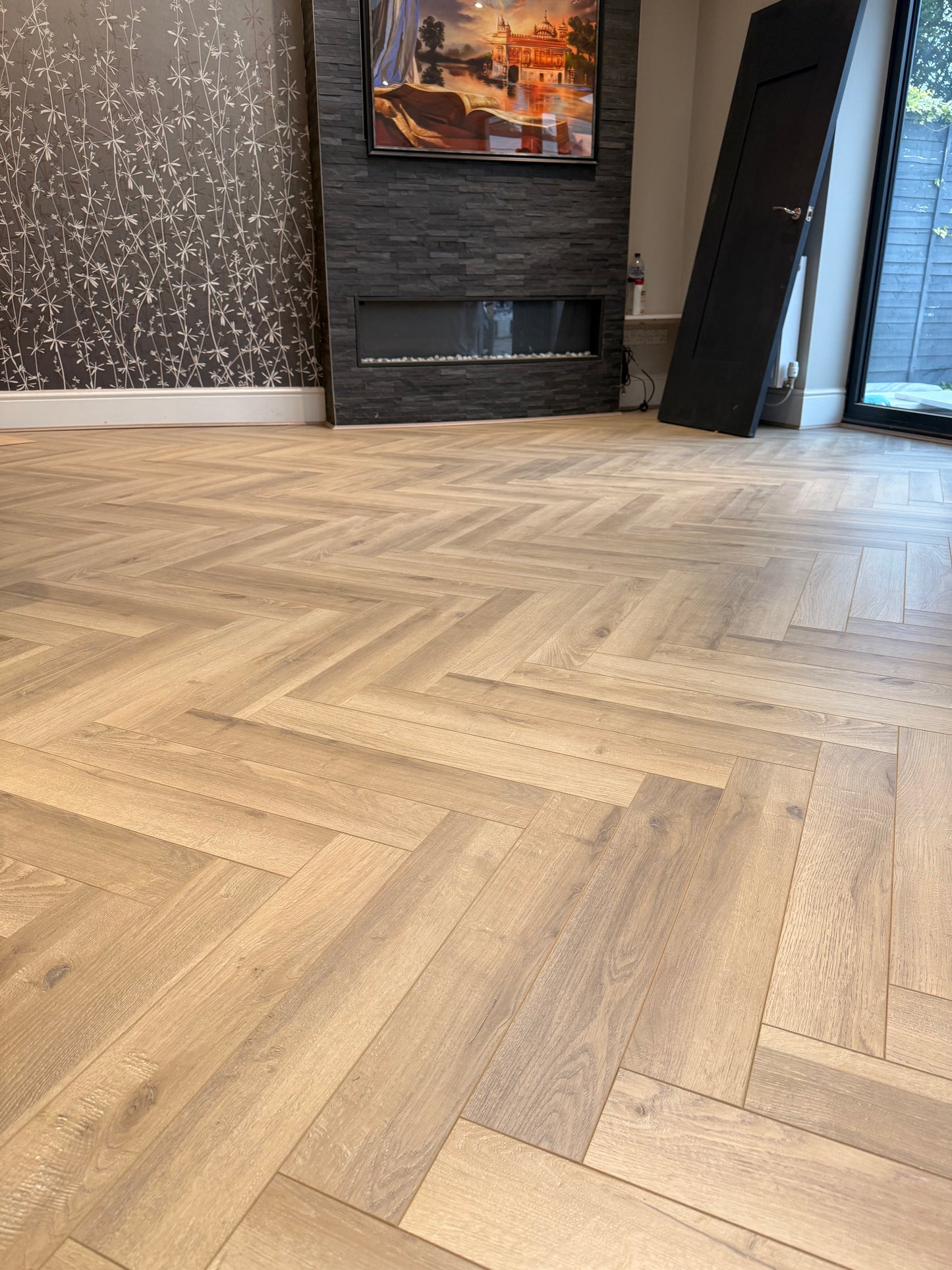 Greige Oak Herringbone Laminate
