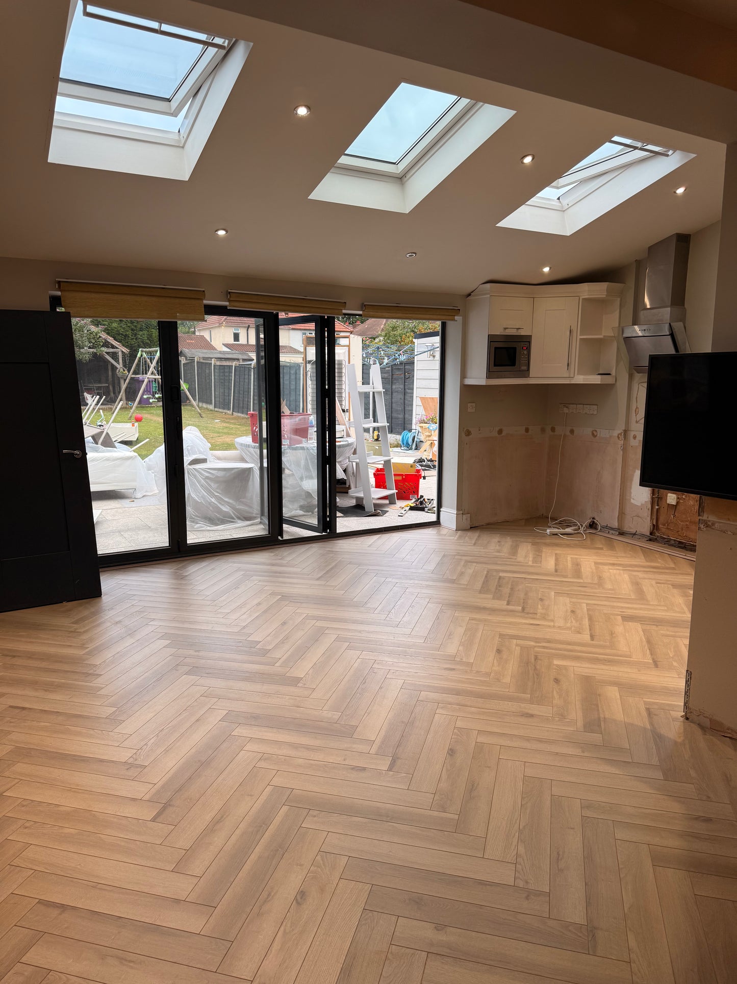 Greige Oak Herringbone Laminate
