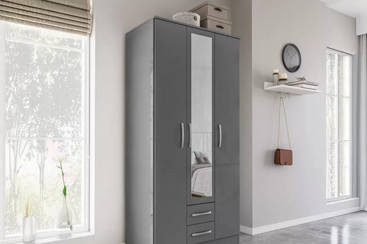 Lynx 3 Door 2 Drawer Wardrobe With Mirror