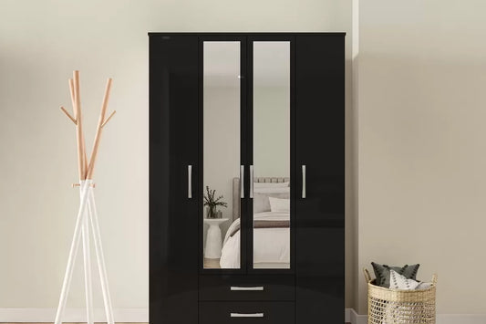 Lynx 4 Door 2 Drawer Wardrobe With Mirror