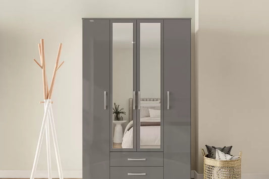 Lynx 4 Door 2 Drawer Wardrobe With Mirror