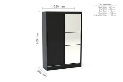 Lynx 2 Door Sliding Wardrobe With Mirror