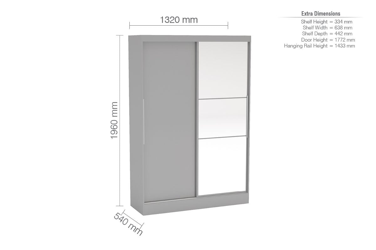 Lynx 2 Door Sliding Wardrobe With Mirror