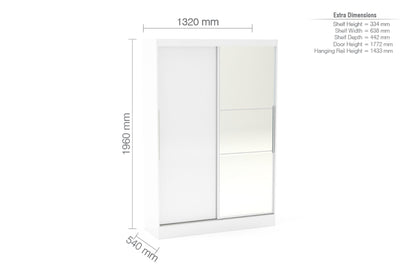 Lynx 2 Door Sliding Wardrobe With Mirror