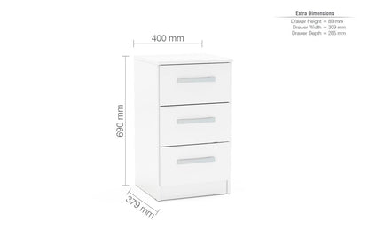 Lynx 3 Drawer Bedside
