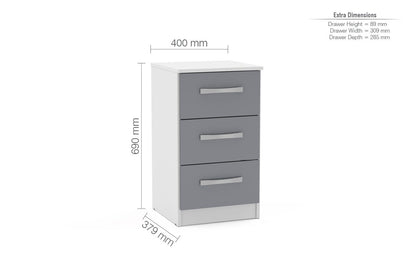 Lynx 3 Drawer Bedside