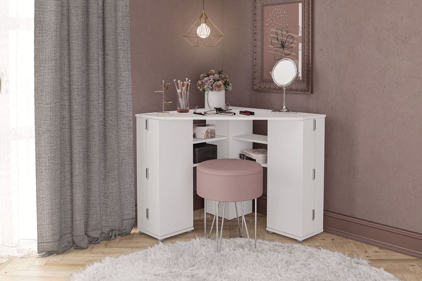 Olivia Corner Dressing Table With Storage