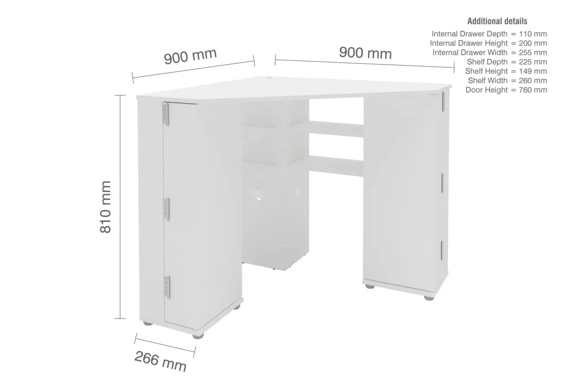 Olivia Corner Dressing Table With Storage