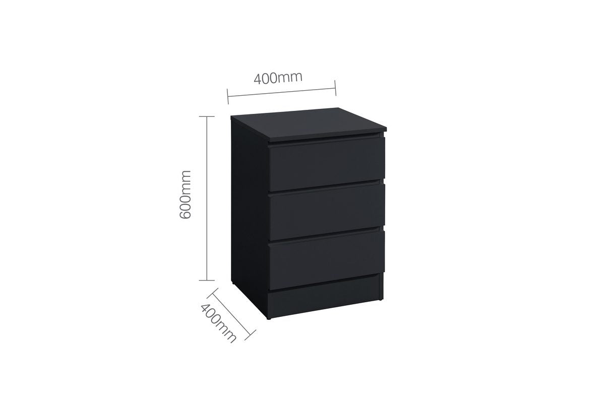 Oslo 3 Drawer Bedside