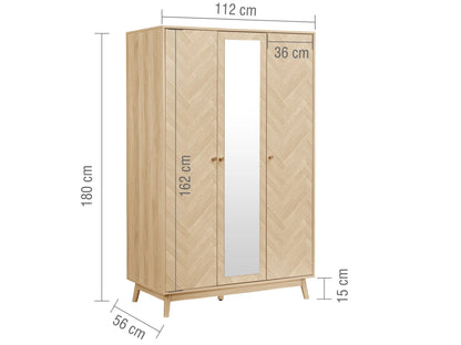Herringford 3 Door Wardrobe With Mirror